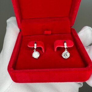 1.0ct Authentic Moissanite Diamond Drop Earrings: D Color VVS1 Sterling Silver,